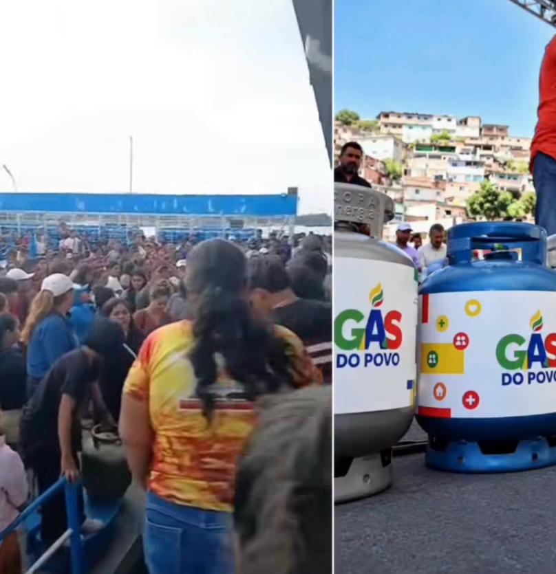 Longa fila se forma em Tefé para receber gás gratuito