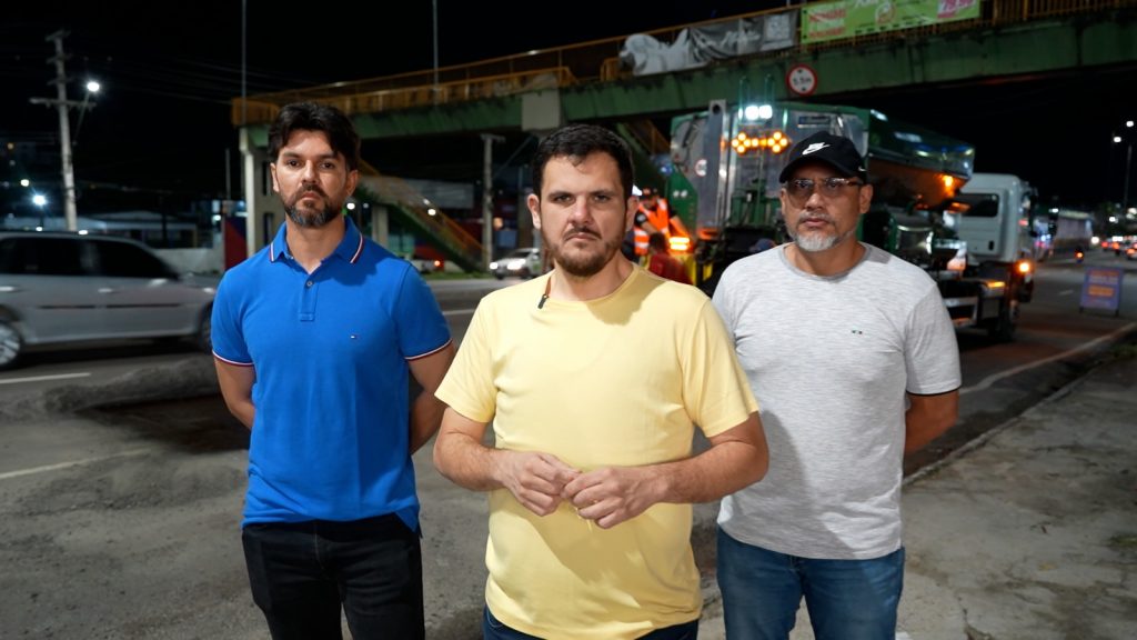 Prefeito Renato Junior vistoria obra na madrugada de domingo e apresenta tecnologia ágil e durável da operação ‘Tapa-Buracos’