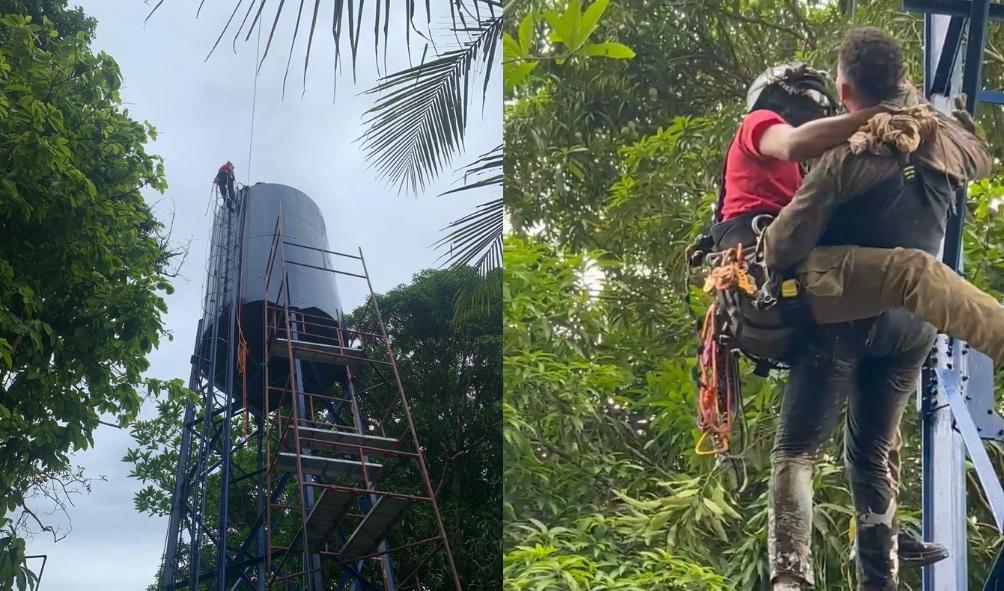 Homens presos em caixa d’água são resgatados em Manaus após intoxicação