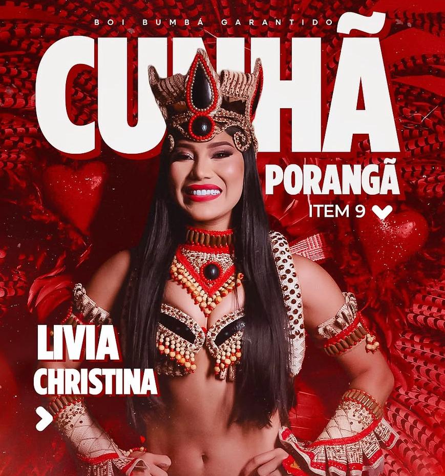 Garantido anuncia Lívia Cristina como nova Cunhã-Poranga do boi vermelho e branco